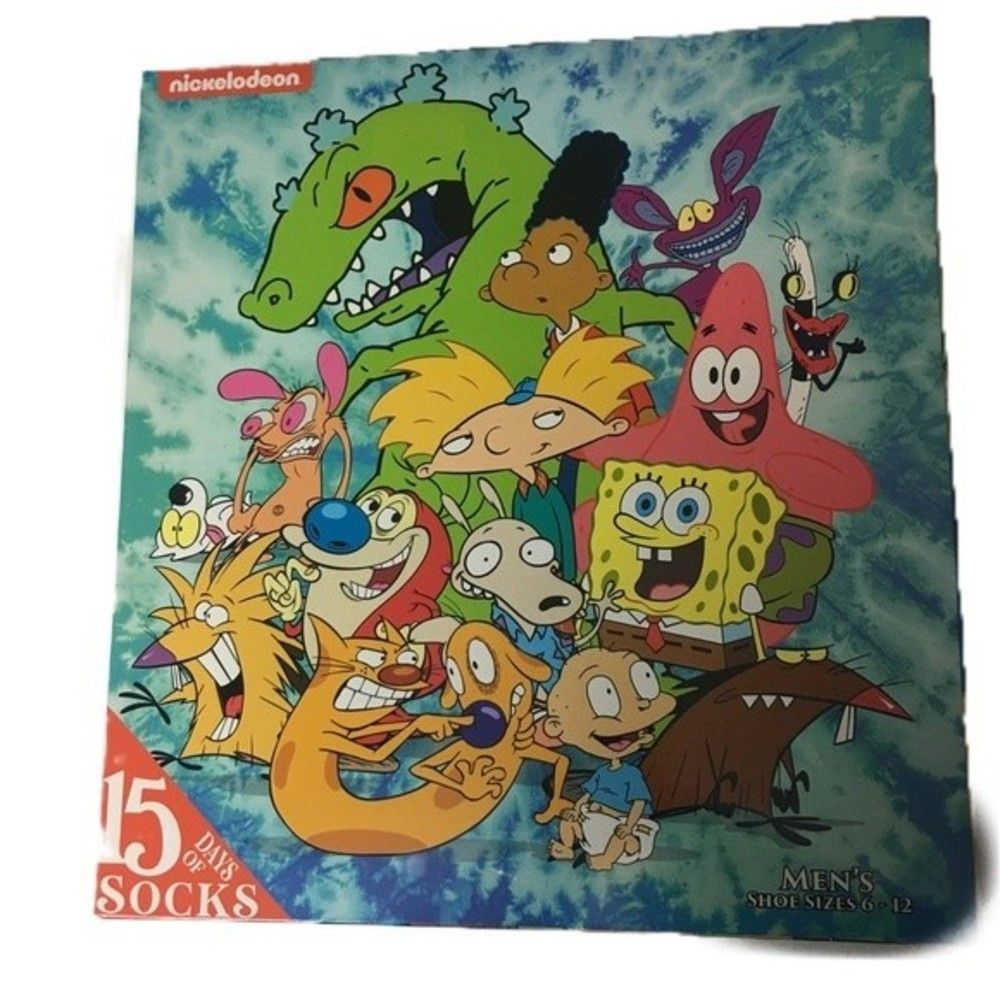 Mens 90s Nickelodeon multi pack socks mens 6-12